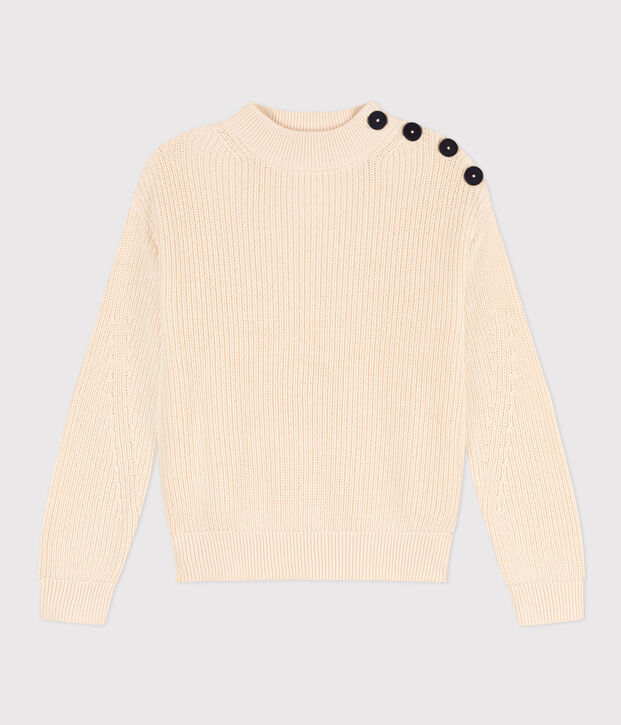 Women's Fisherman's Rib Cotton Pullover Ecru