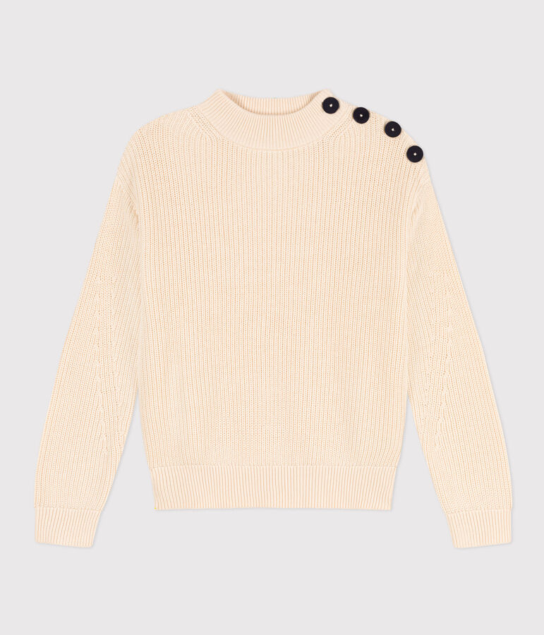 Women's Fisherman's Rib Cotton Pullover AVALANCHE Ecru