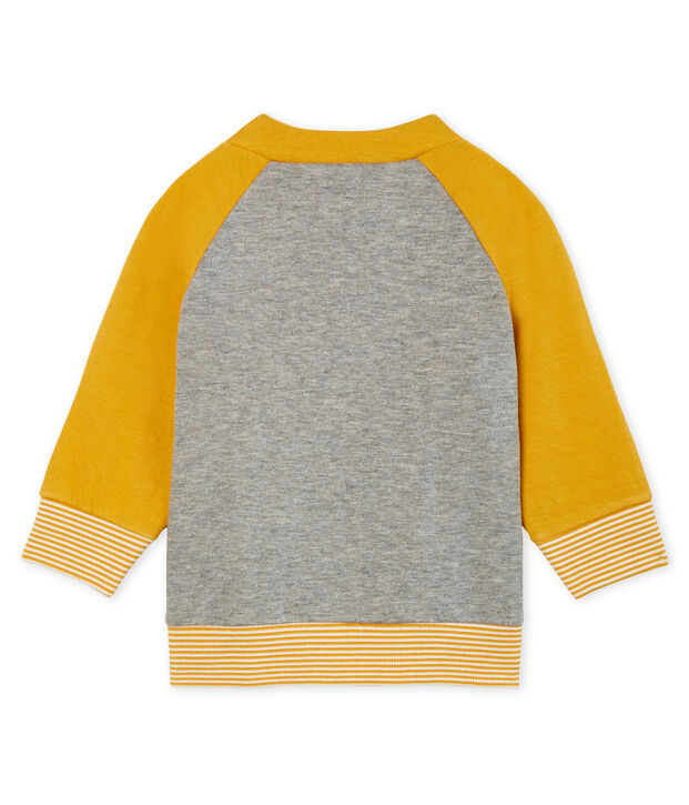 Baby Boys' Zip-Up Tube Knit Cardigan grey/yellow
