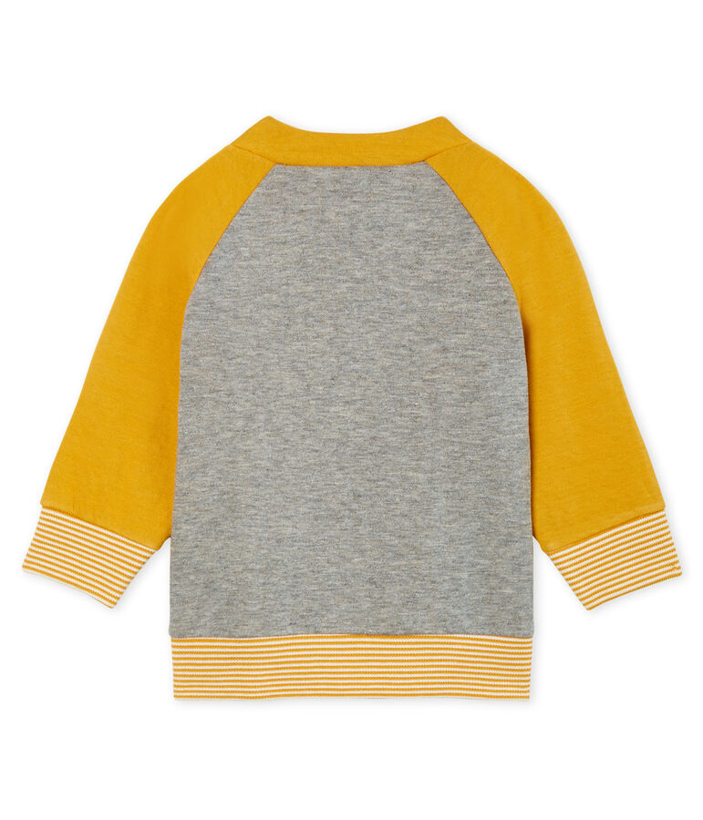 Baby Boys' Zip-Up Tube Knit Cardigan grey/yellow