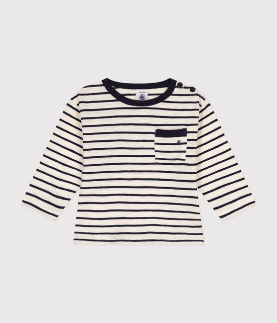 Babies' Long-Sleeved Jersey T-Shirt AVALANCHE white/SMOKING blue