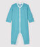 Stripy Cotton and Lyocell Sleepsuit MIROIR blue/MARSHMALLOW white