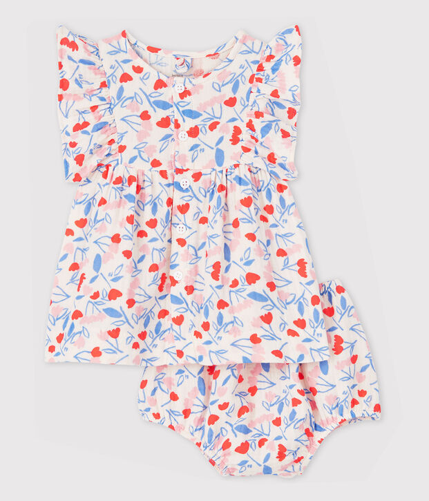 Baby Girls' Sleeveless Floral Organic Cotton Easy-Care Dress with Bloomers pink/multicolor