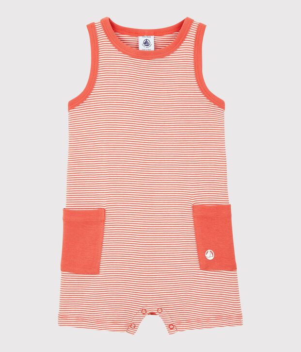 Baby Boys' Stripy Ribbed Playsuit orange/white