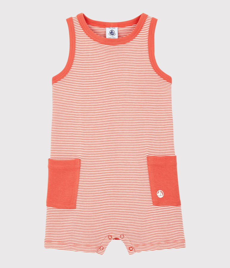 Baby Boys' Stripy Ribbed Playsuit orange/white