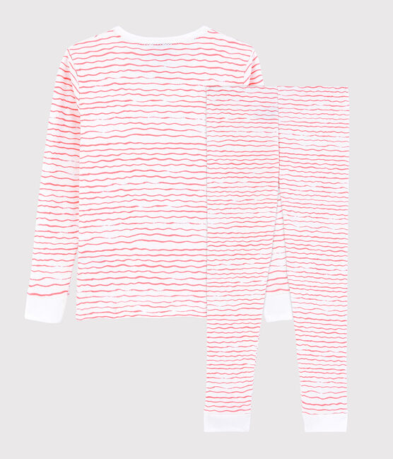 Boys' Pink Wavy Print Snugfit Cotton Pyjamas MARSHMALLOW white/GRETEL pink