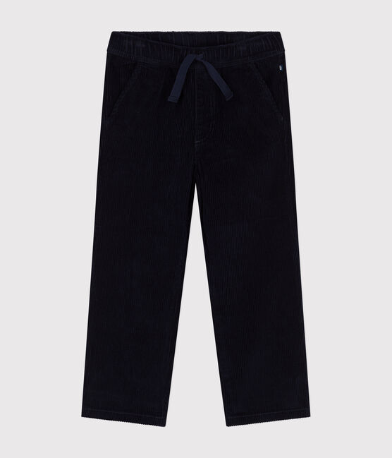 Boys' straight-fit corduroy trousers SMOKING blue