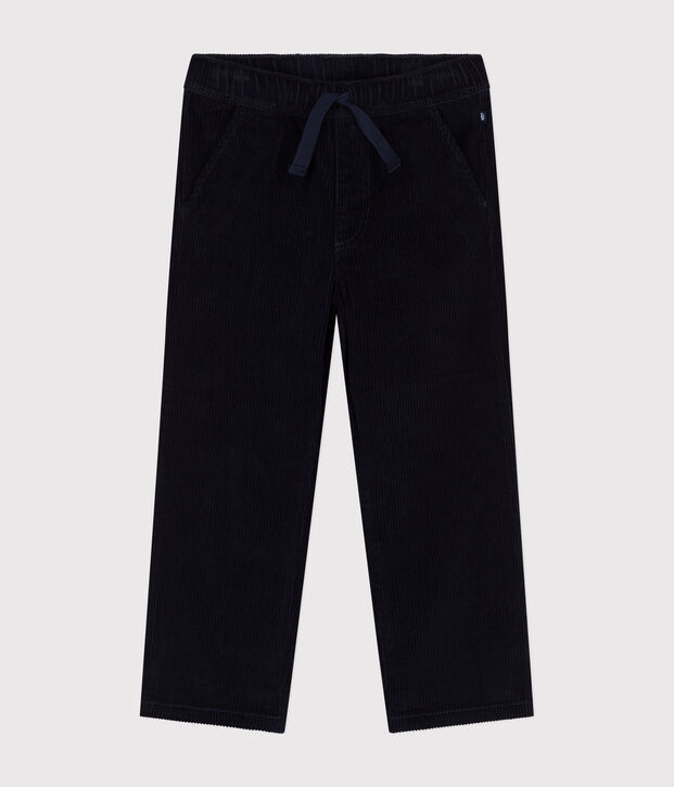 Boys' straight-fit corduroy trousers blue