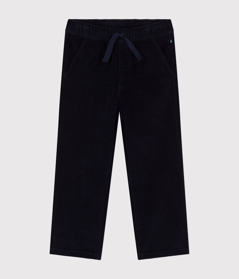 Boys' straight-fit corduroy trousers SMOKING blue