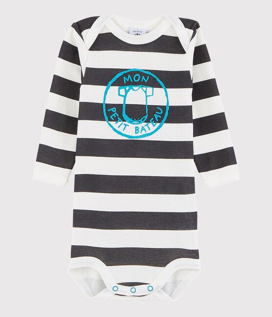 Baby Boys' Long-Sleeved Bodysuit MAKI grey/MARSHMALLOW white