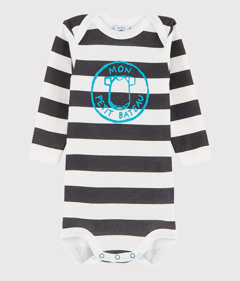 Baby Boys' Long-Sleeved Bodysuit grey/white