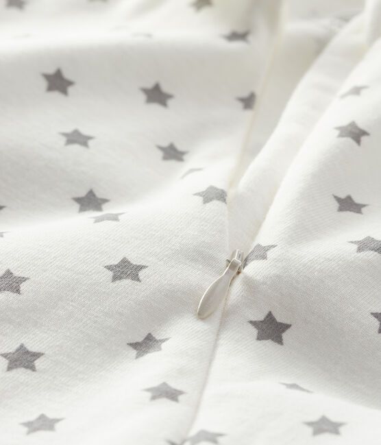Babies' starry sleepsuit in cotton MARSHMALLOW white/GRIS grey