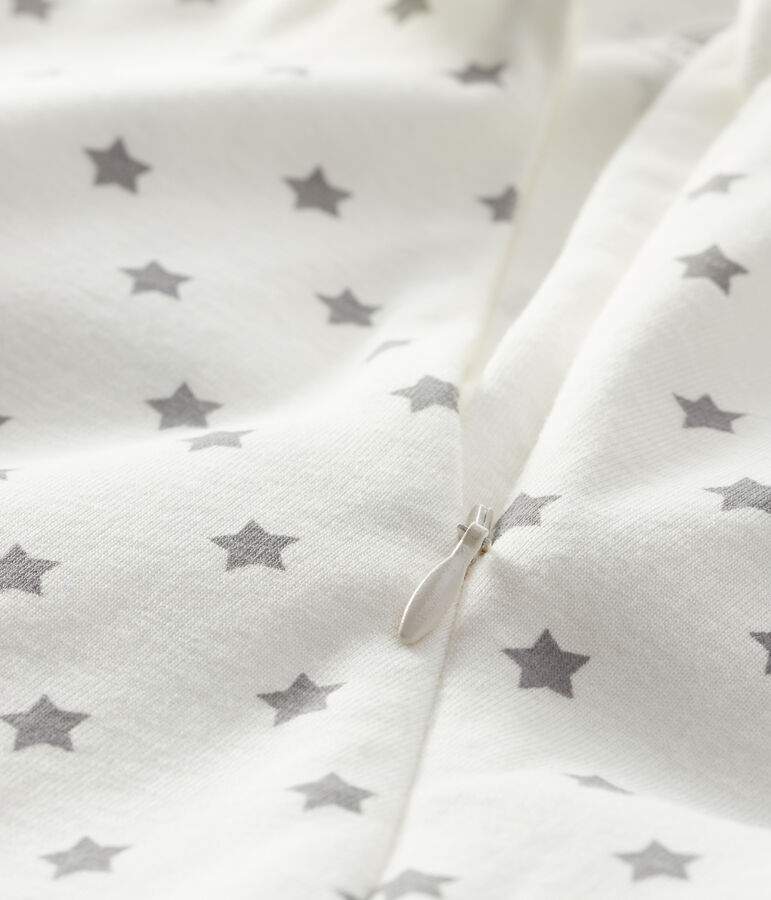 Babies' starry sleepsuit in cotton white/grey
