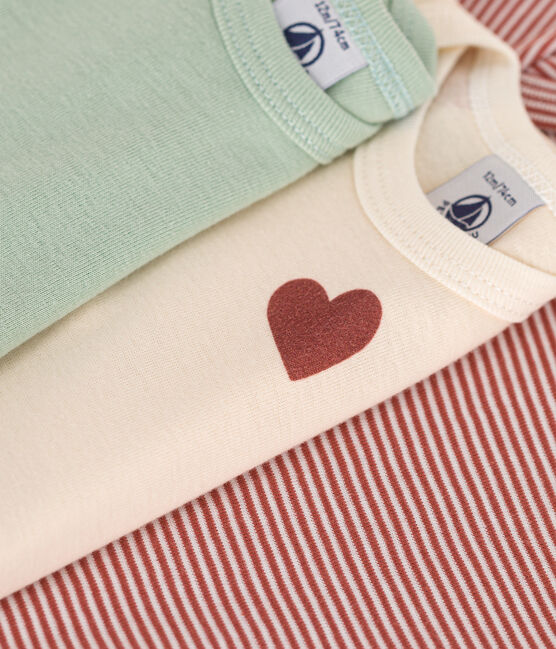 Babies' Tri-Heart Patterned Short-Sleeved Cotton Bodysuits - 3-Pack variante 1