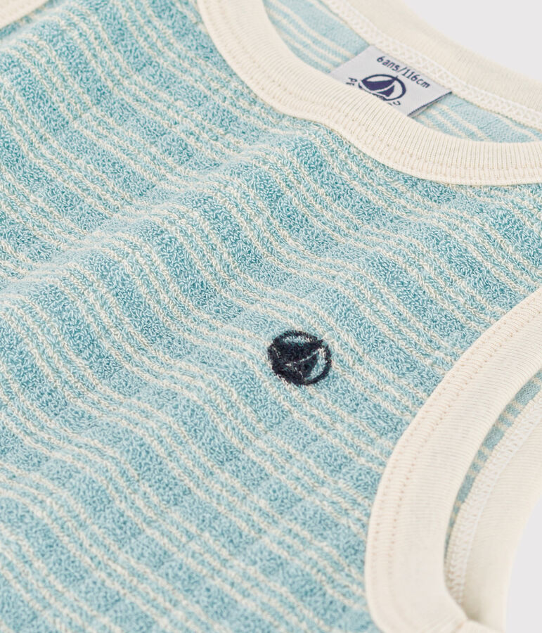 Girls' Terry Vest green/ecru