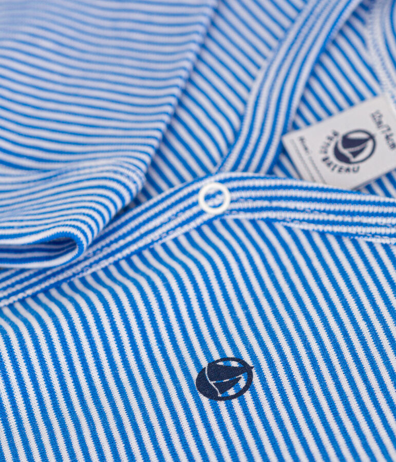 Babies' Footless Stripy Cotton Pyjamas blue/white