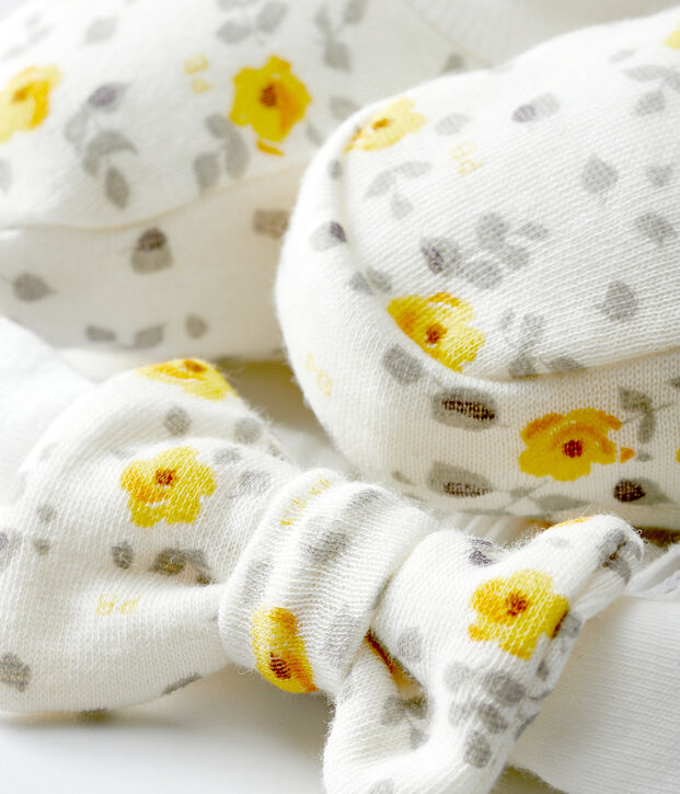 Baby Girls' Headband and Bootees Set in Wool/Cotton multicolor