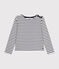 Women's Buttoned Cotton Breton Top MARSHMALLOW white/SMOKING blue