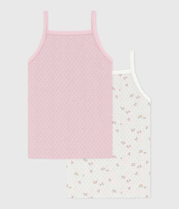 Pack of children's floral openwork cotton tank tops multicolor