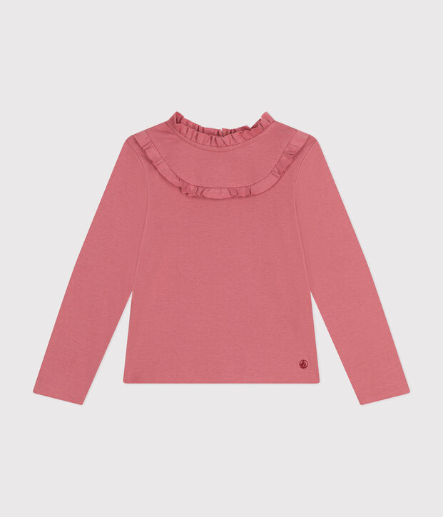 Girls long-sleeved ribbed T-shirt pink