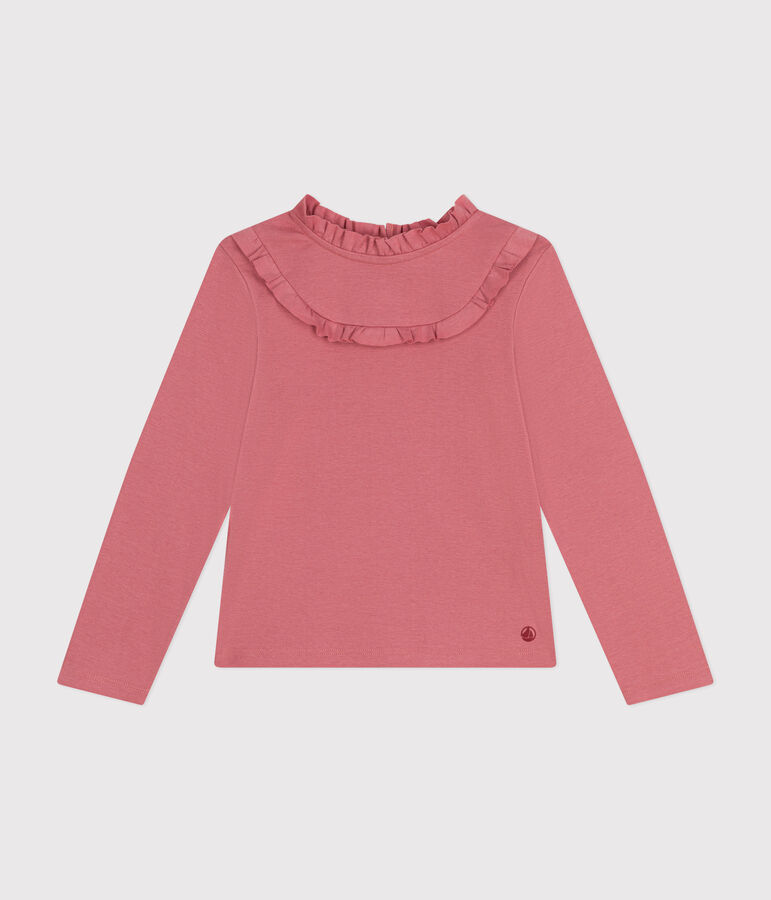 Girls long-sleeved ribbed T-shirt pink