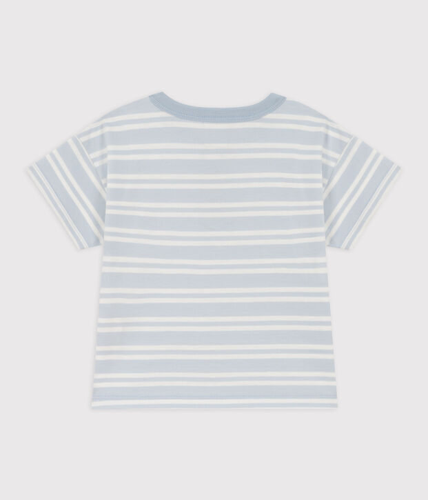 Babies' Short-Sleeved Striped Jersey T-Shirt blue/white