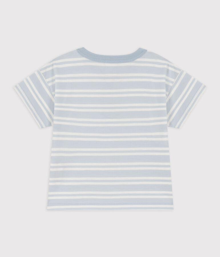 Babies' Short-Sleeved Striped Jersey T-Shirt blue/white