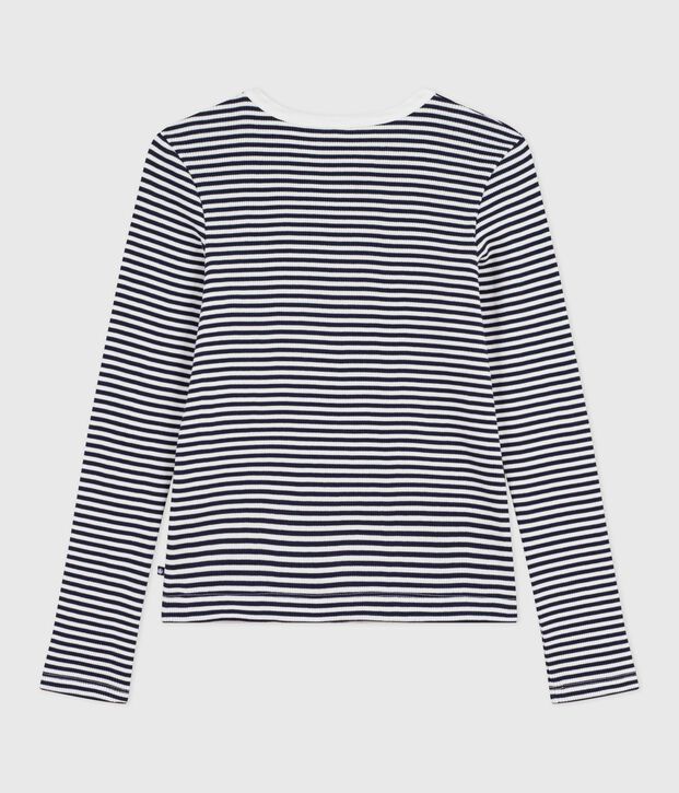 Women's stripy cotton cardigan blue/white