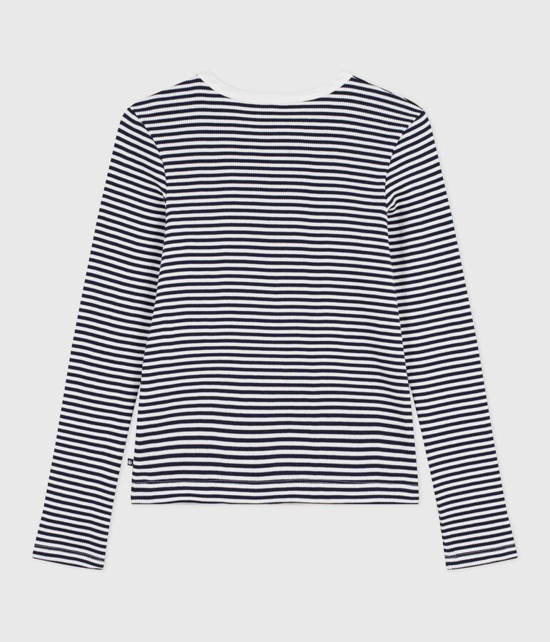 Women's stripy cotton cardigan blue/white
