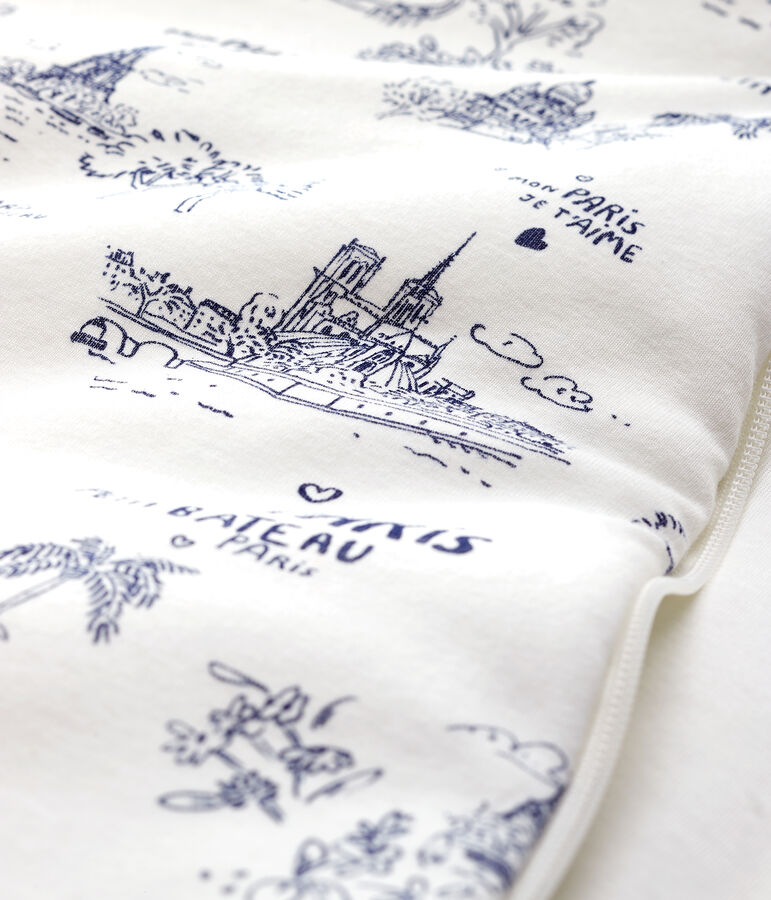 Babies' Rib Knit Toile de Jouy Paris Sleeping Bag white/blue