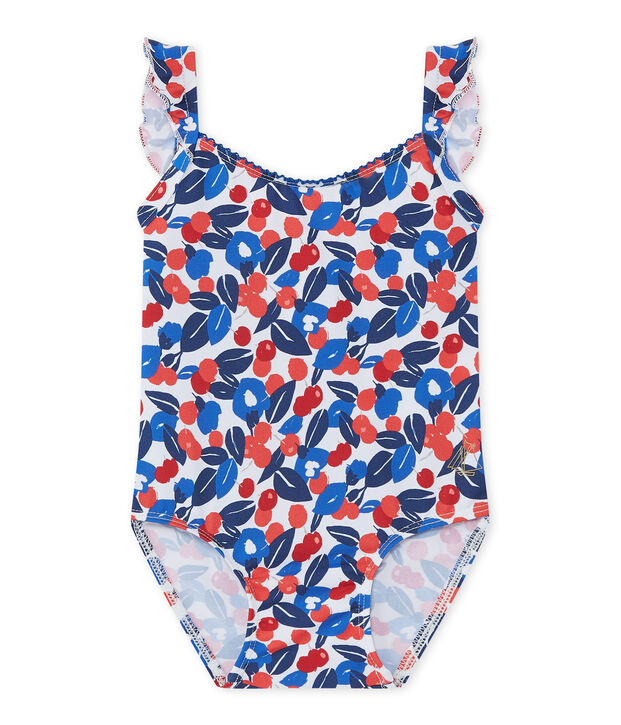 Baby girl's flower print swimsuit white/multicolor