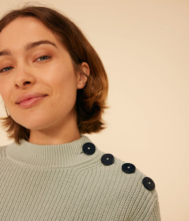 Women's Fisherman's Rib Cotton Pullover green