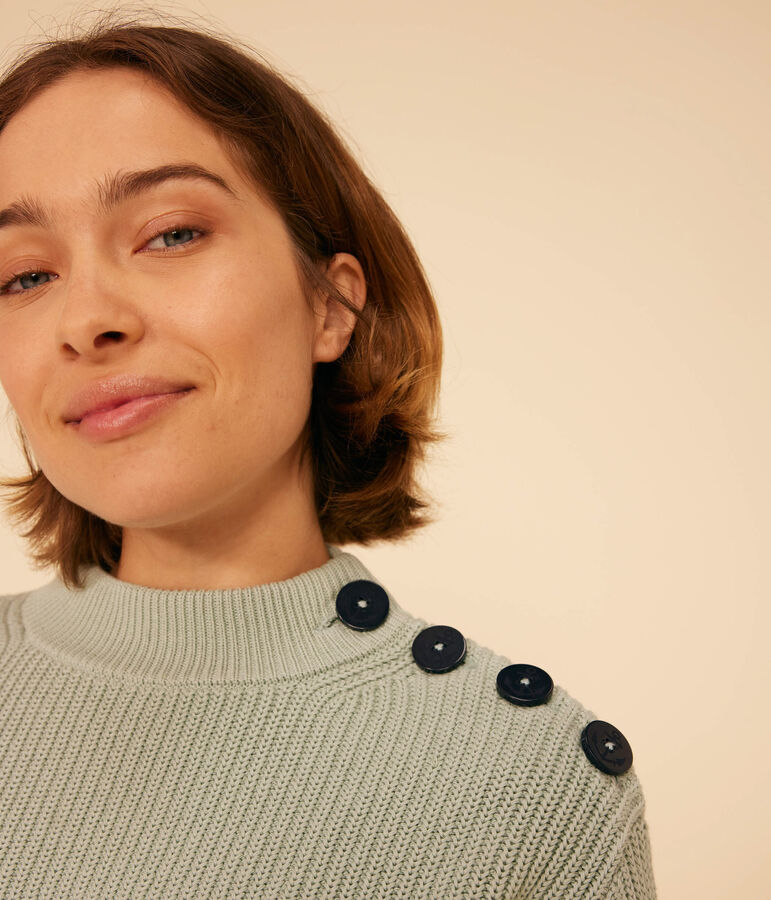 Women's Fisherman's Rib Cotton Pullover green