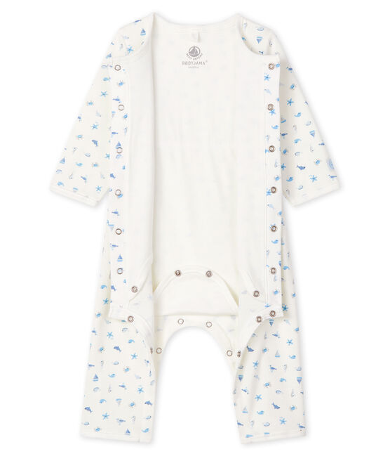 Footless Ribbed Bodyjama MARSHMALLOW white/MULTICO white