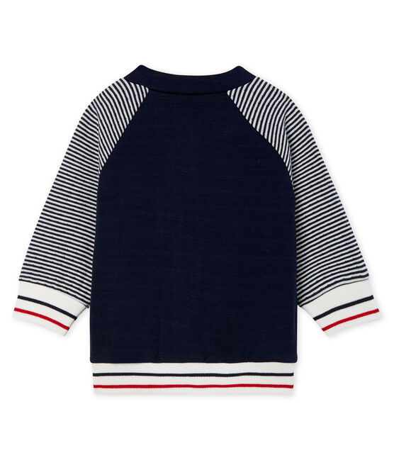 Baby Boys' Zip-Up Tube Knit Cardigan SMOKING blue/MARSHMALLOW CN white