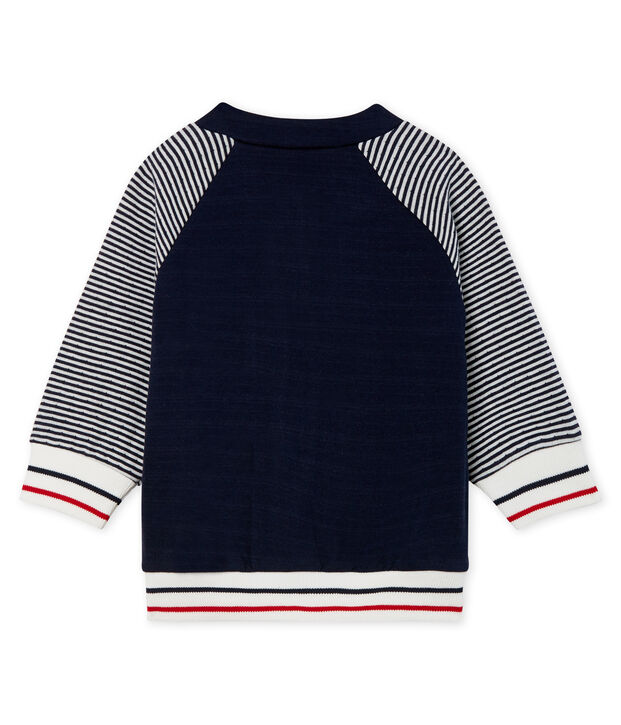 Baby Boys' Zip-Up Tube Knit Cardigan blue/white