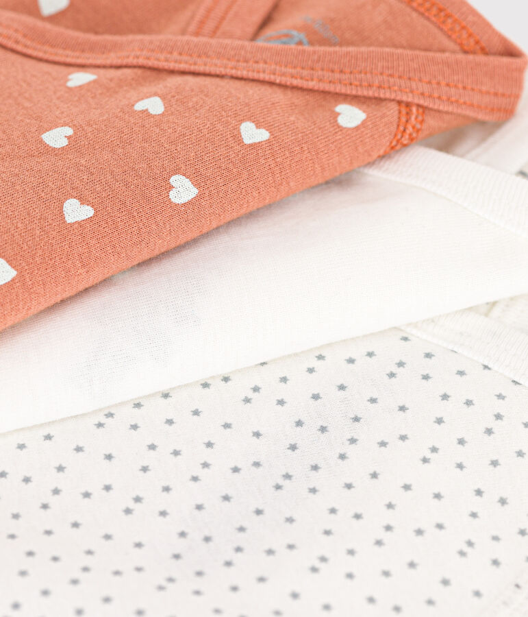 PACK OF 3 BABIES' SHORT-SLEEVED COTTON BODYSUITS multicolor