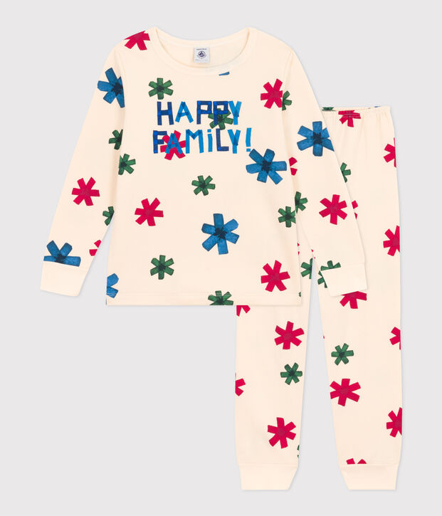 Children's Unisex Star Fleece Pyjamas Ecru/multicolor