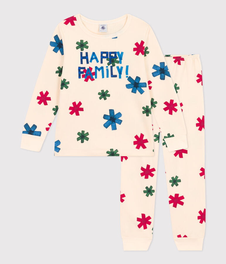 Children's Unisex Star Fleece Pyjamas Ecru/multicolor