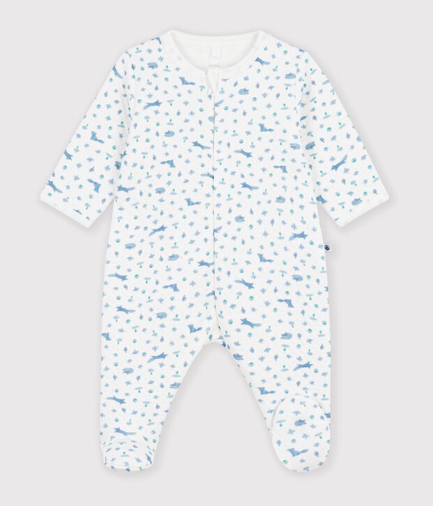 Babies' fox print tube knit pyjama suit white/multicolor