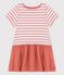 Girls' Organic Cotton Jersey and Gauze Dress MARSHMALLOW white/PAPAYE