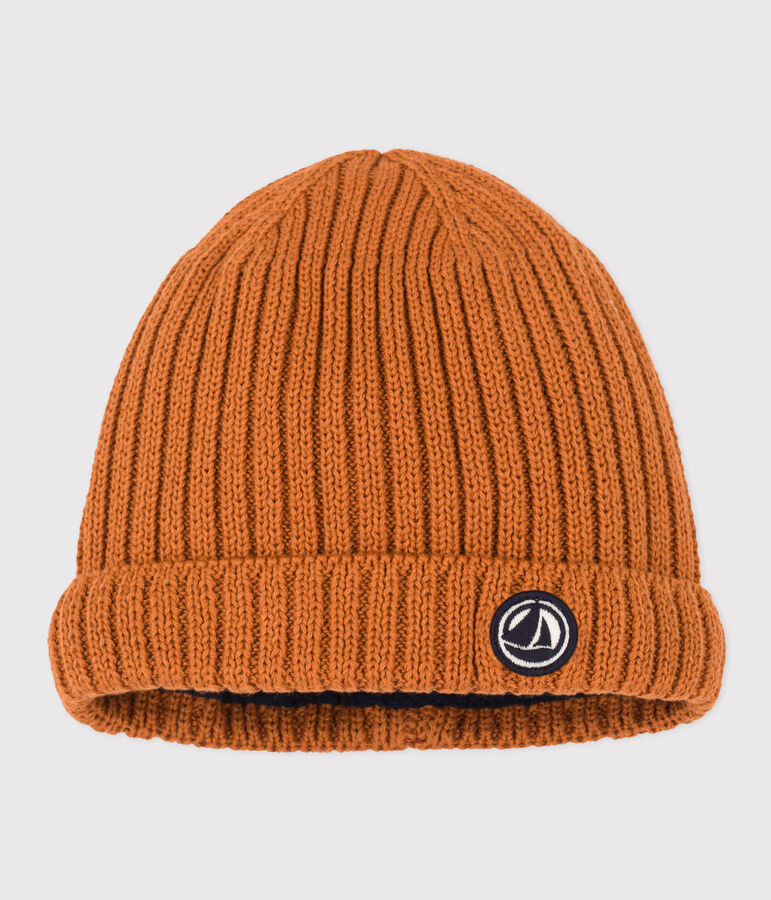 Babies' Knit Hat with Fleece Lining brown