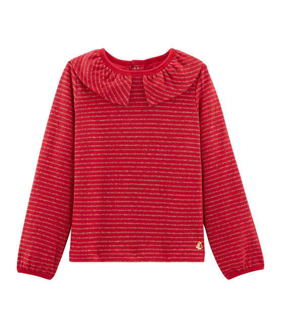 Girls' Long-Sleeved T-shirt TERKUIT red/OR yellow