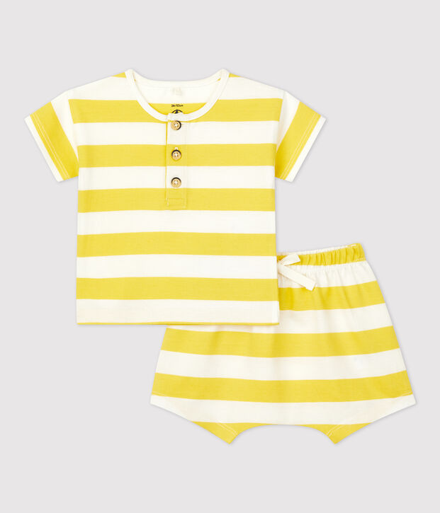 Babies' Jersey Striped Clothing - 2-Piece Set yellow/white