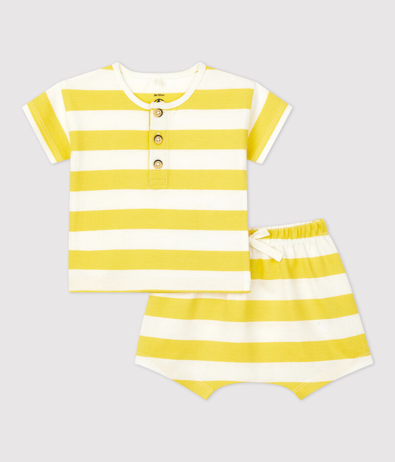 Babies' Jersey Striped Clothing - 2-Piece Set ORGE yellow/MARSHMALLOW white
