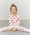 Girls-Boys' Fleece Pyjamas MARSHMALLOW white/TERKUIT red