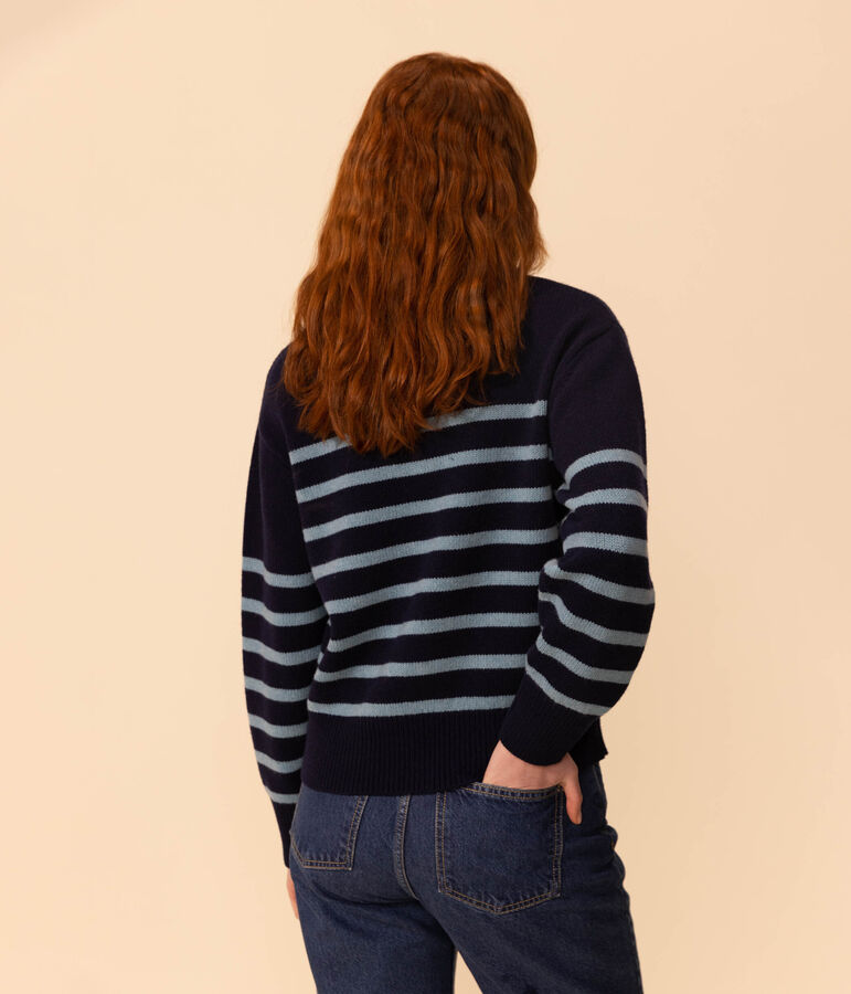 Women's' Woollen Breton Pullover blue/blue