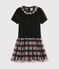 Girls' Short-Sleeved Dress NOIR black/MULTICO white