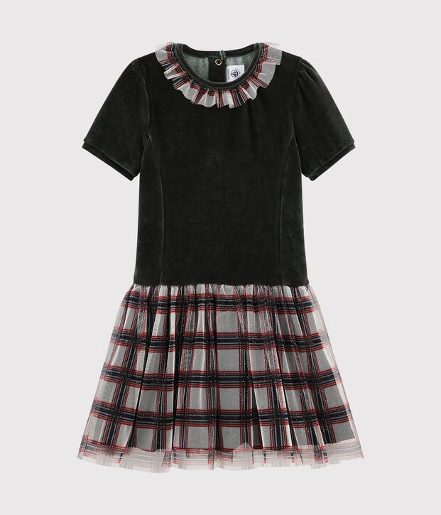Girls' Short-Sleeved Dress black/multicolor