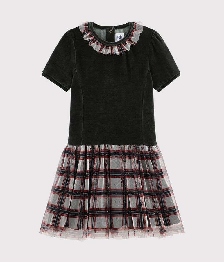 Girls' Short-Sleeved Dress black/multicolor